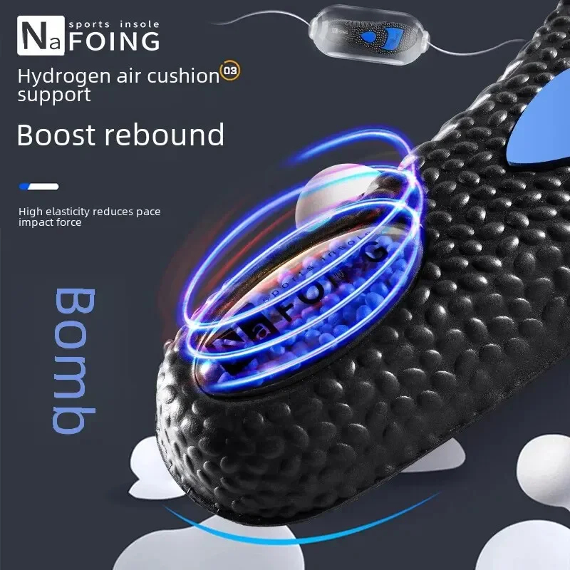 1Pair White Soft-soled Sports Insoles for Men Shock-absorbing Breathable PU air cushion sports insoles Soft Comfort Shoes Pads