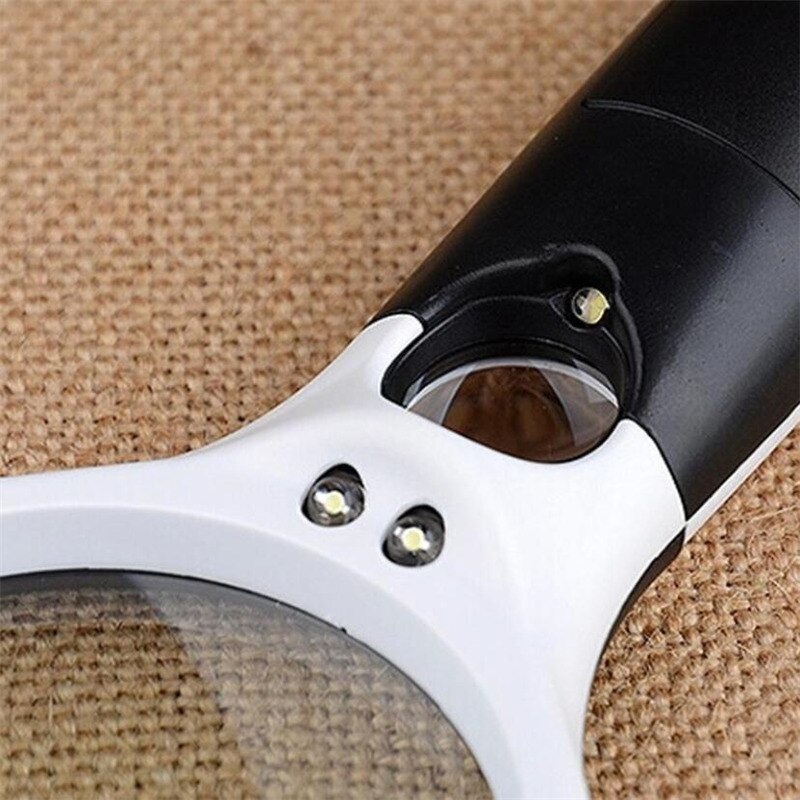 45X Hand held Reading Jewelry Magnifying Glass Illuminated Magnifier Microscope Lens Watch Loupe Magnifier With 3 LED Lamp Beads