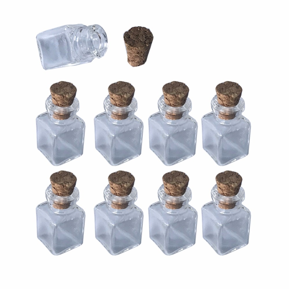 Mini Glazen Flessen Hangers Rechthoek Transparante Flessen Met Kurk Littles Potten Voor Hangers 20 stks/partij