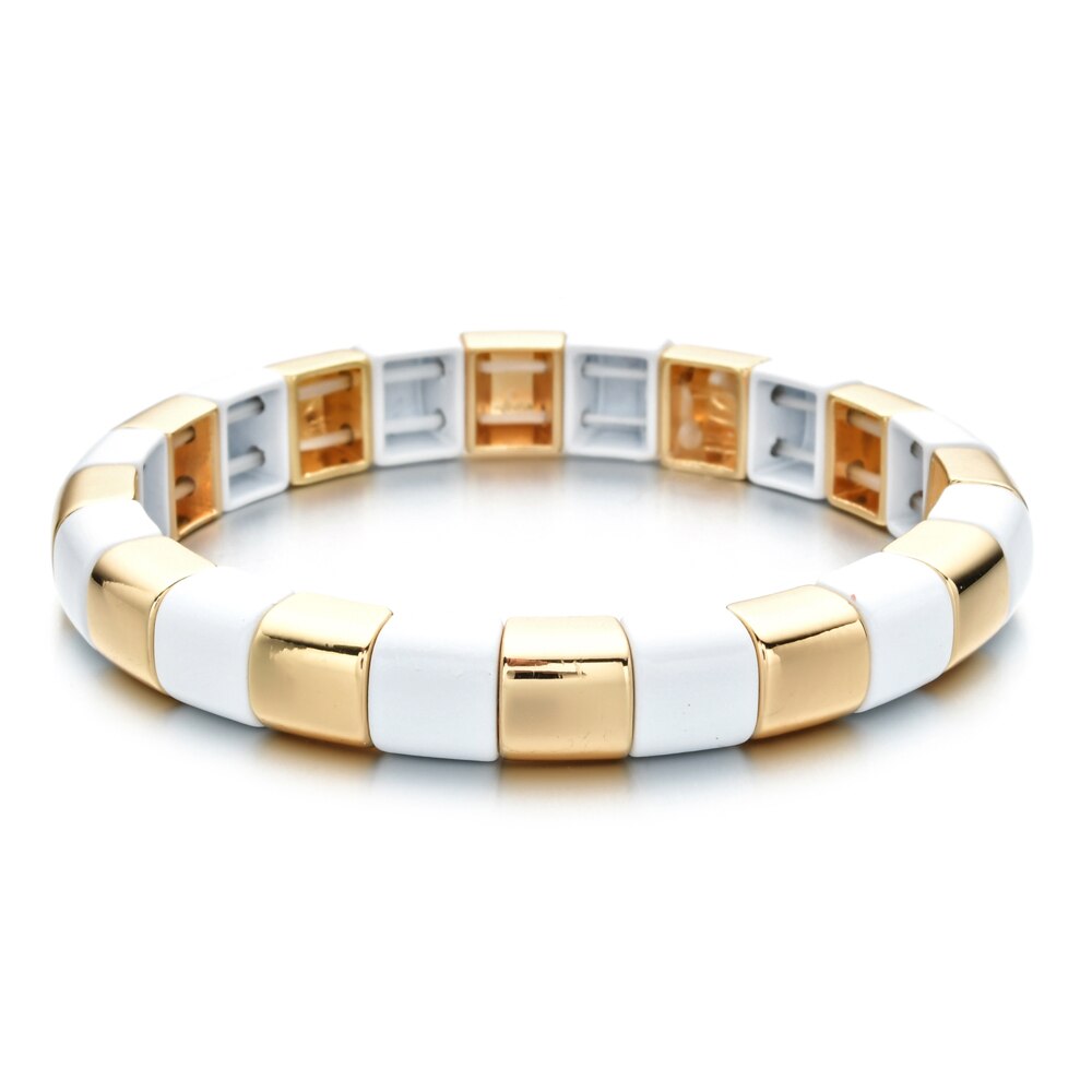 2022 Summer Gold Color Enamel Bracelet Tile Bracelet Bohemian Stackable Stretch Bracelets For Women Jewelry: A5