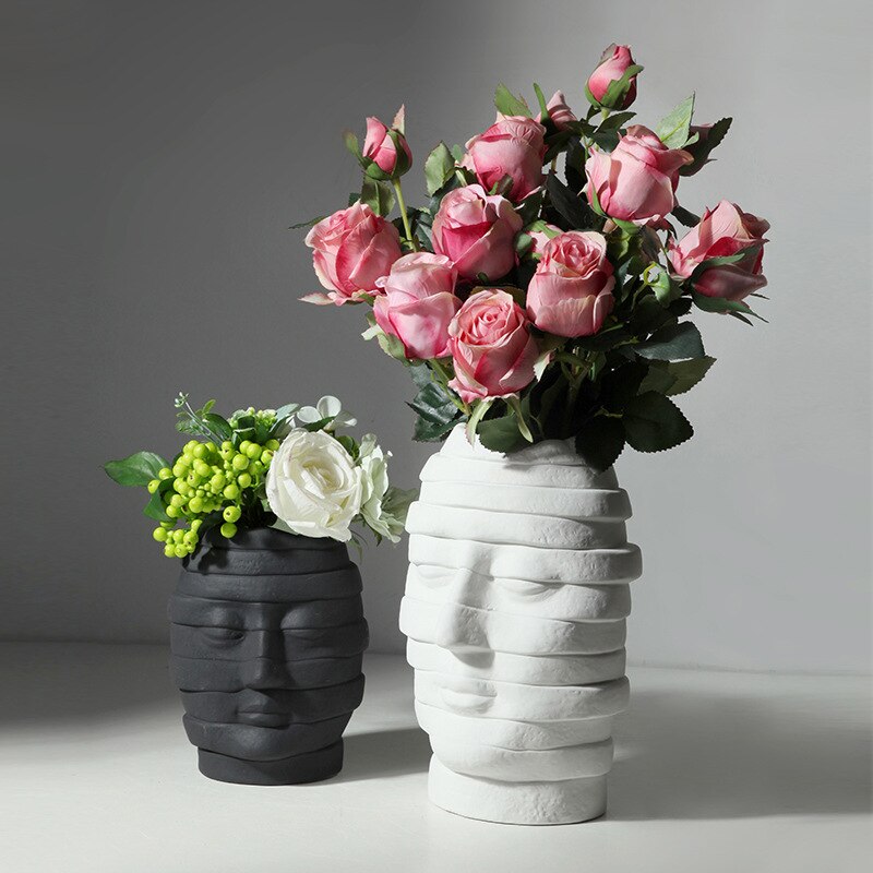 Vase tête planteuse en forme de fleur | pot de fleurs, décoration d'art pour visage abstrait, accessoires de décoration pour la maison, décor nordique de bureau, plante moderne