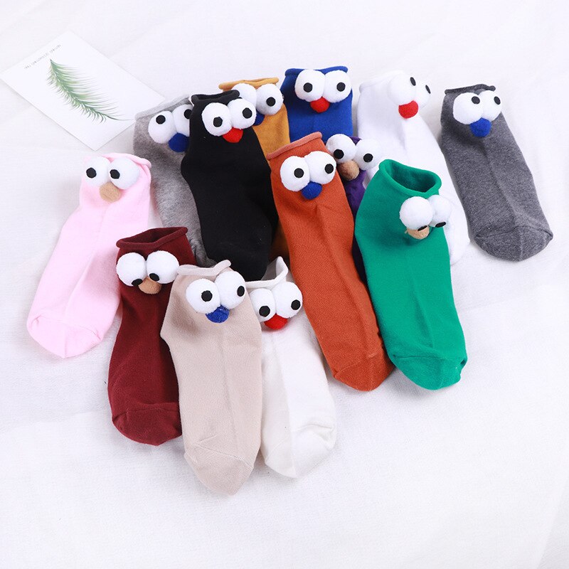 South Korean Girl Socks Style Big Eyes 13 Colors Cartoon Cotton Cute  Interesting Short Socks