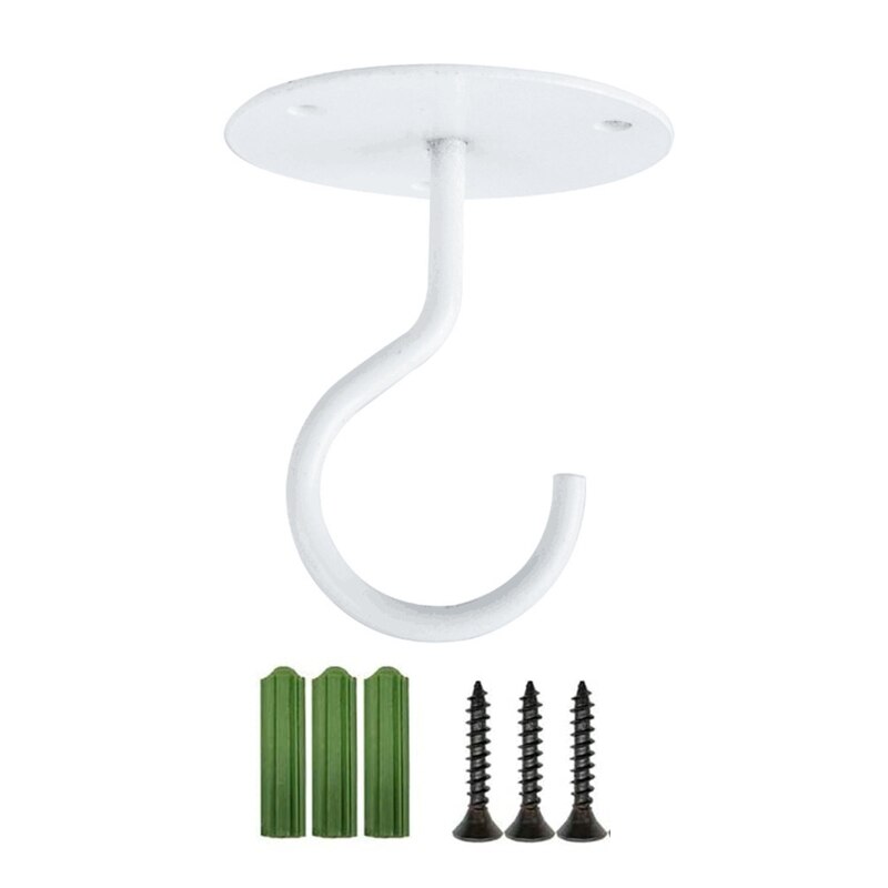 Wall Mount Plafond Haak Beugel Hanger Voor Opknoping Vogelvoeders Lantaarns Windgong Plantenbakken Decoratie: WHITE