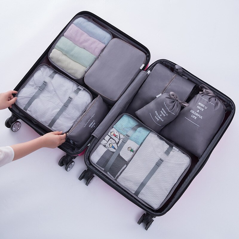 8 Uds Set viaje equipaje organizador bolsa impermeable viajes accesorios embalaje cubos maleta organizador para bolsas de almacenamiento para ropa: A02