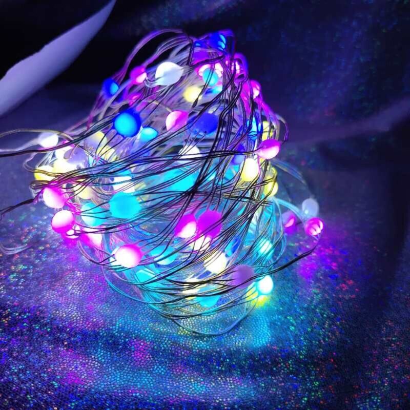 Koperdraadverlichting, draadloze afstandsbediening, usb rgb-lichtsnoer, 12 standen, puntgestuurde led-lamp voor kerstboomdecoratie
