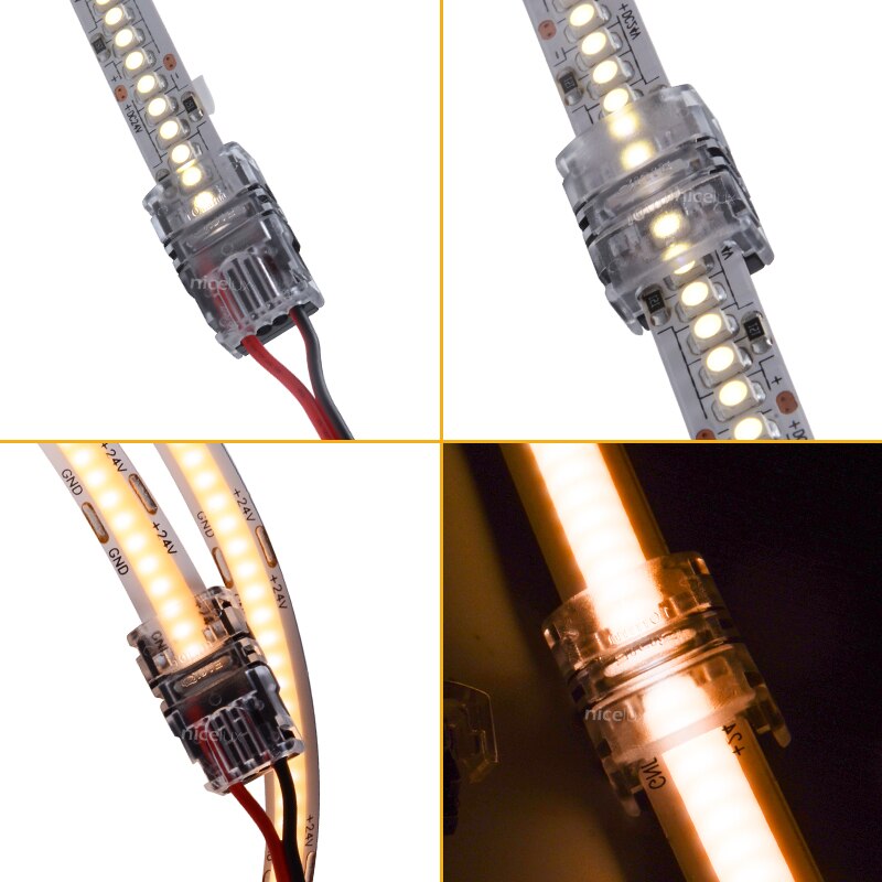 Cob højdensitets led strip strip til 2 pin  ip20 5050 3528 smd 144 240 300 512 leds fob stik 8mm 10mm 12mm enkelt farve