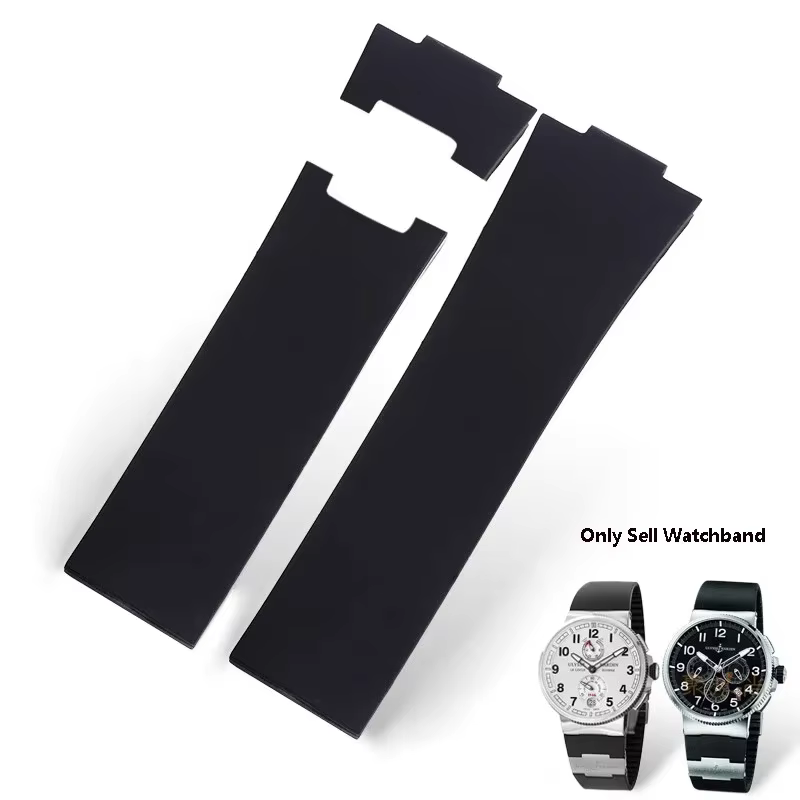 Siliconen horlogeband voor Athene Observatie Navigatie 113 Heren Dames Waterdicht Voor Ulysse Nardin Rubberen horlogeband 25 mm: Black Yellow