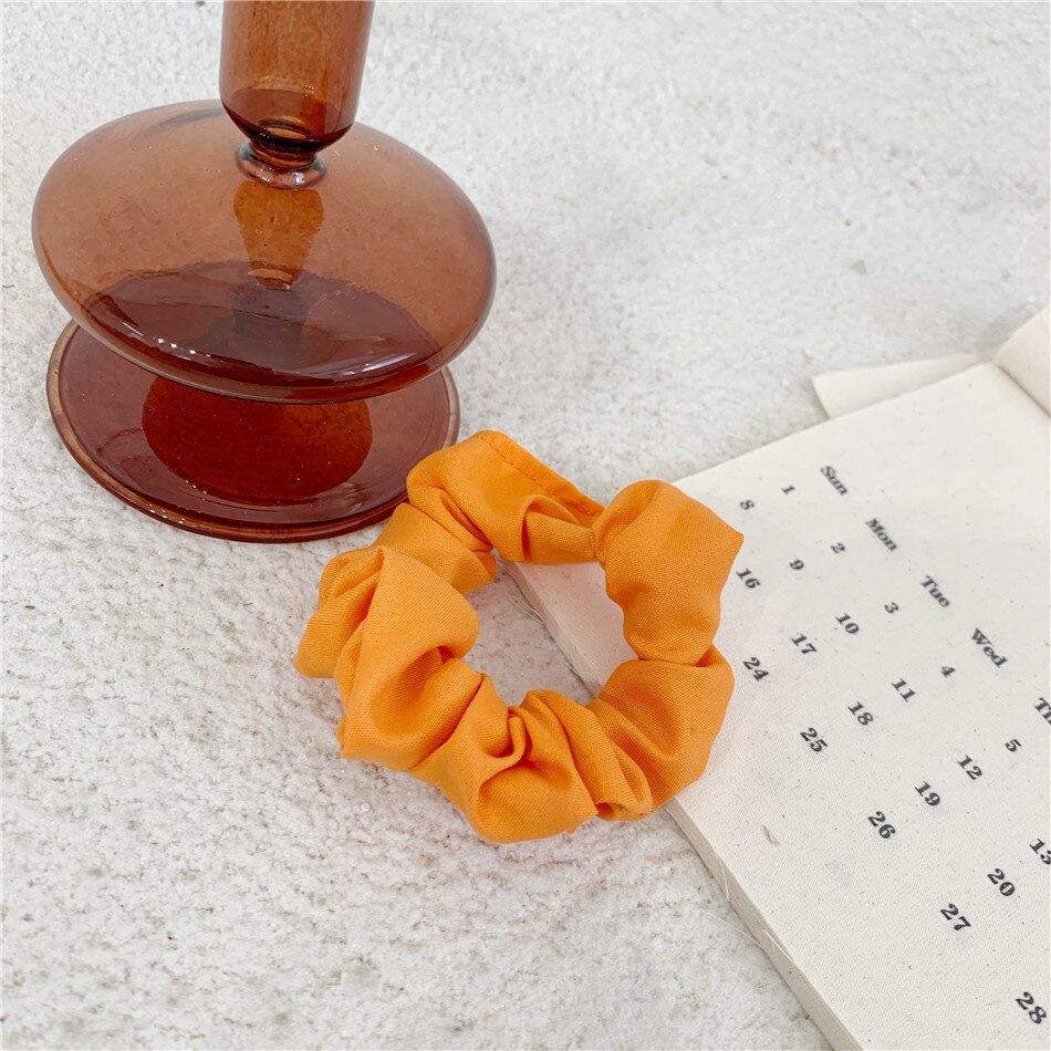 GIRL'S Meatball Head Tie Hair Band Hair Rope INS Cute Pig Intestine Hair Band Simple Korean-style Hair Ornament: Orange