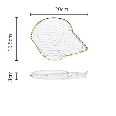 Nordisk ocean stil små glasplader og skåle phnom penhdessert frugtplade smykker opbevaringsbakke dekorative pynt: Konkylie