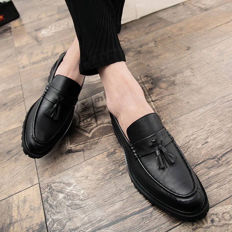 Herrskor läderskor som andas avslappnade sneakers loafers tofs mokassins bröllopsfest skor  l4