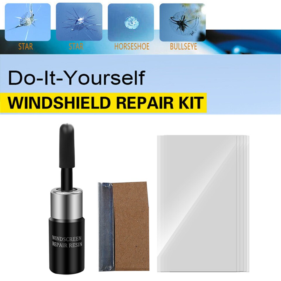 Autoruit reparatieset voorruit diy autoruit reparatiegereedschap autoglas krassen barsten herstellen reparatie hars uithardende lijm: 1 lijm  in 1 sets
