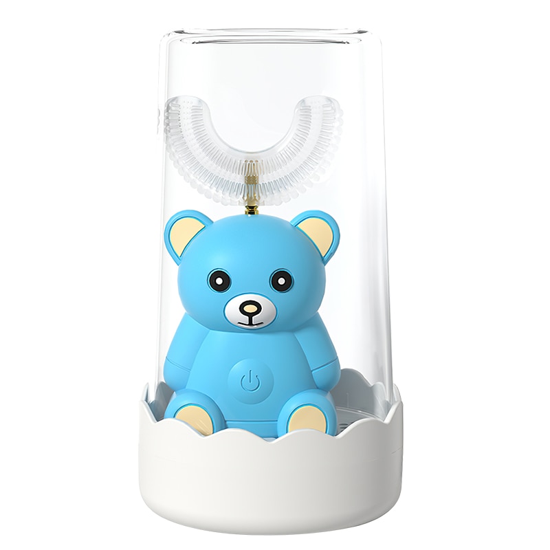 360 stopni inteligentna automatyczna elektryczna soniczna szczoteczka robić zębów U typ 4 tryby szczotka robić zębów USB ładowanie wybielanie zębów niebieskie światło: nie drying niebieski