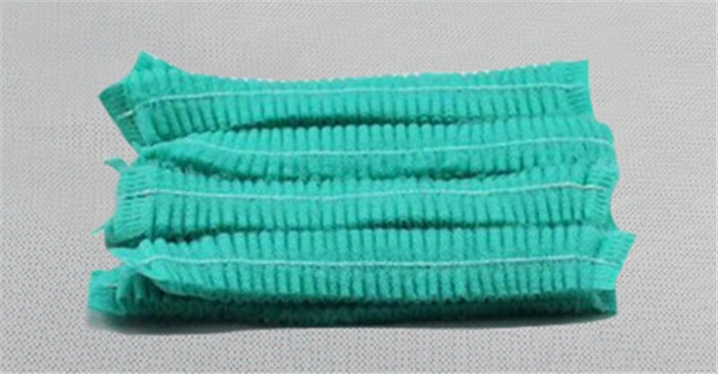Gorro de ducha desechable no tejido para hombre y mujer, gorro de pelo plisado elástico para Spa, salón, baño, barbería y Hotel, 10 Uds.: Verde