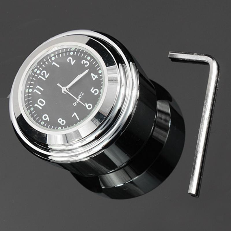 Motorcycle Stuur Zwart Klok Waterdicht 7/8 Voor Halley Motorcycle Fietsstuur Mount Klok Quartz Horloge Zilver Kleur #0928