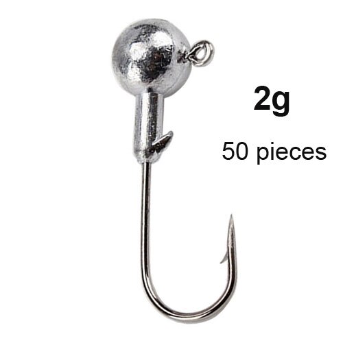 20-50pcs Jig Head Fishing Hooks Set 1.5g-20g Lead Jighead Fishhooks Jigging Hook Unpainted Worm Circle Hook for Carp Fishing: 2g-50pcs