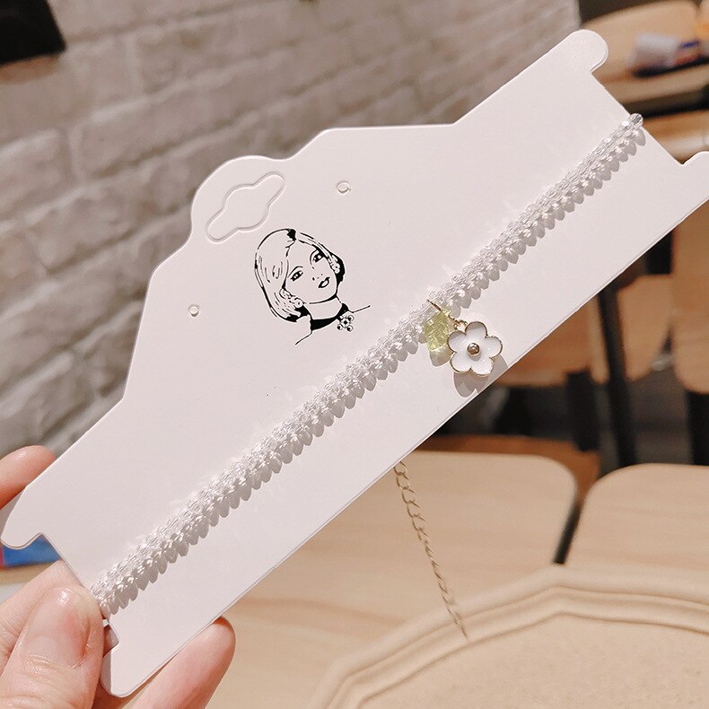 Kpop colar feminino com miçangas, colar de miçangas e margaridas para mulheres, curto, de presente