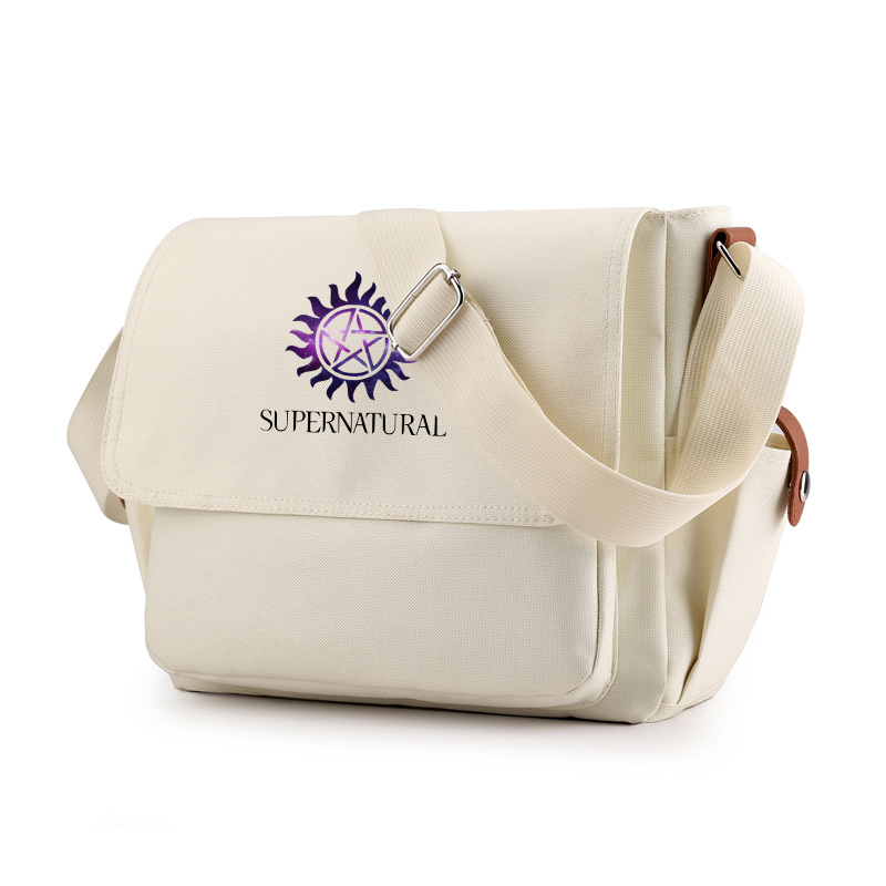 Supernatural Casual Messenger Bag School Shoulder Bag For Students Children Teenager Vintage Canvas Crossbody Bag: Brown