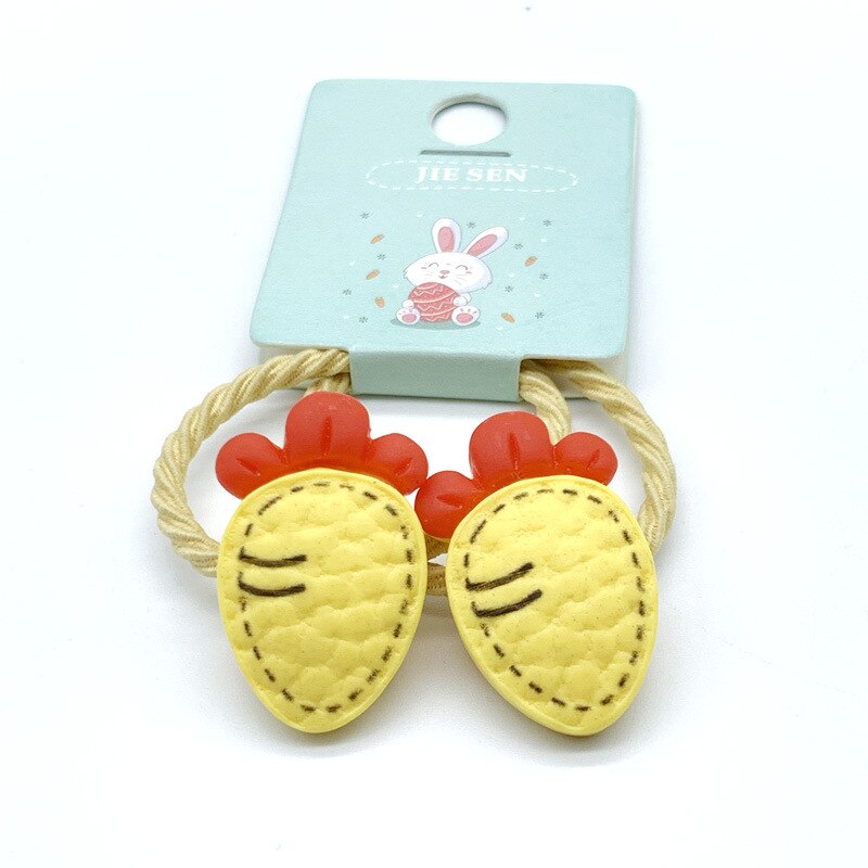 Mini bandeaux pour cheveux mignons de dessin animé pomme carotte, fraise, accessoires pour filles, Mini bandeau gomme colorée,: yellow carrot