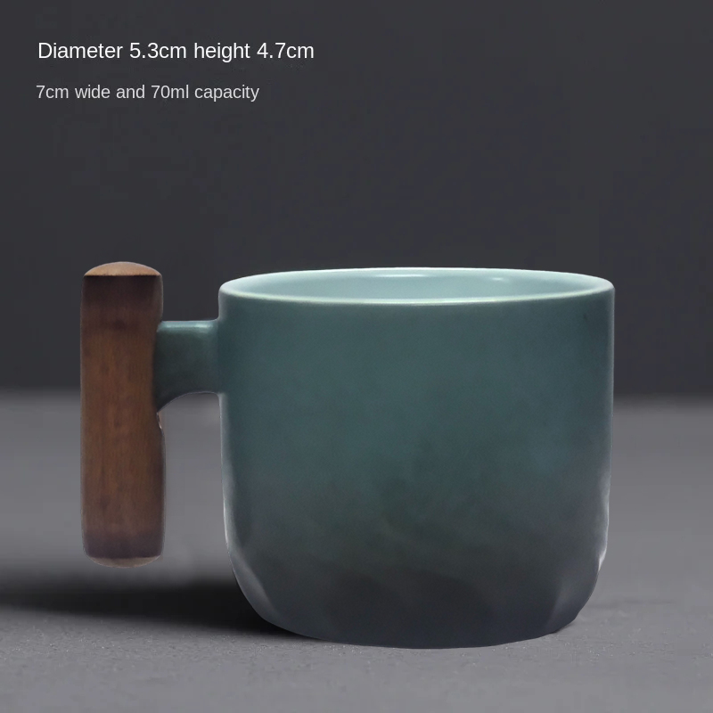 Taza de café exquisita hecha a mano creativa, taza de café Vintage con mango de madera, tazas, tazas, vasos, cocina, comedor, Bar, hogar: Azul