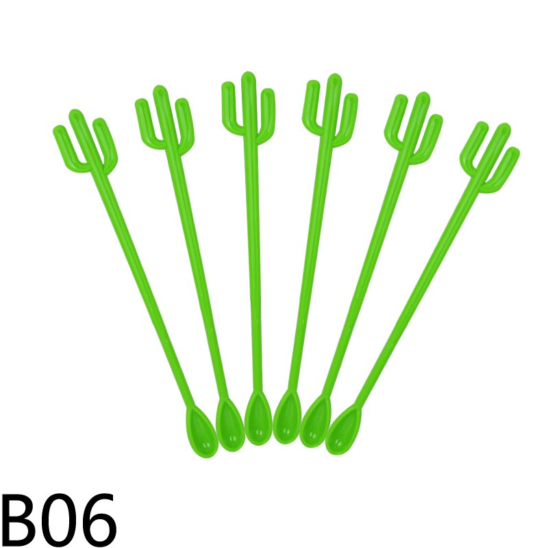 Agitateur de boissons en plastique, 6 pièces, pour fête d'été, fête tropicale, décoration de fête hawaïenne, flamand rose, agitateur de boissons, café: B06