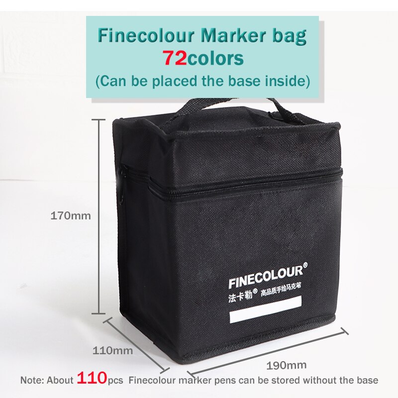Finecolour Marker Pens Storage Bag &amp; Base 12/24/36 Holes EF100/101/102/103 Zipper Bag Multifunctional Base Penholder Ink Base: Marker-bag-72colors