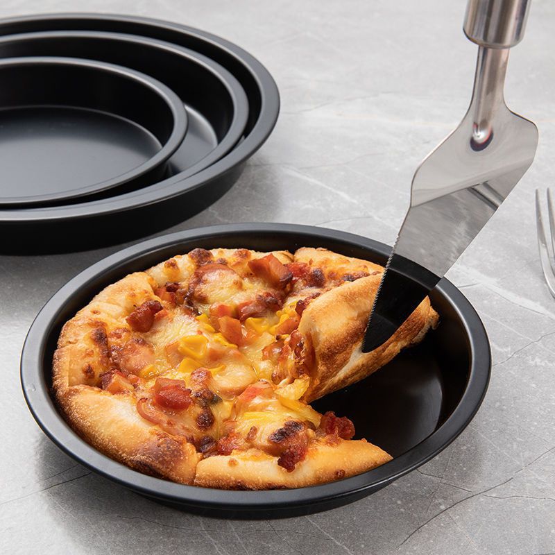 1Pcs Dikke 6/7/8/9/12/13-Inch Carbon Staal Non-stick Pizza schotel Ronde Pizza Plaat Diy Thuis Bakken Lade Bakvorm Oven
