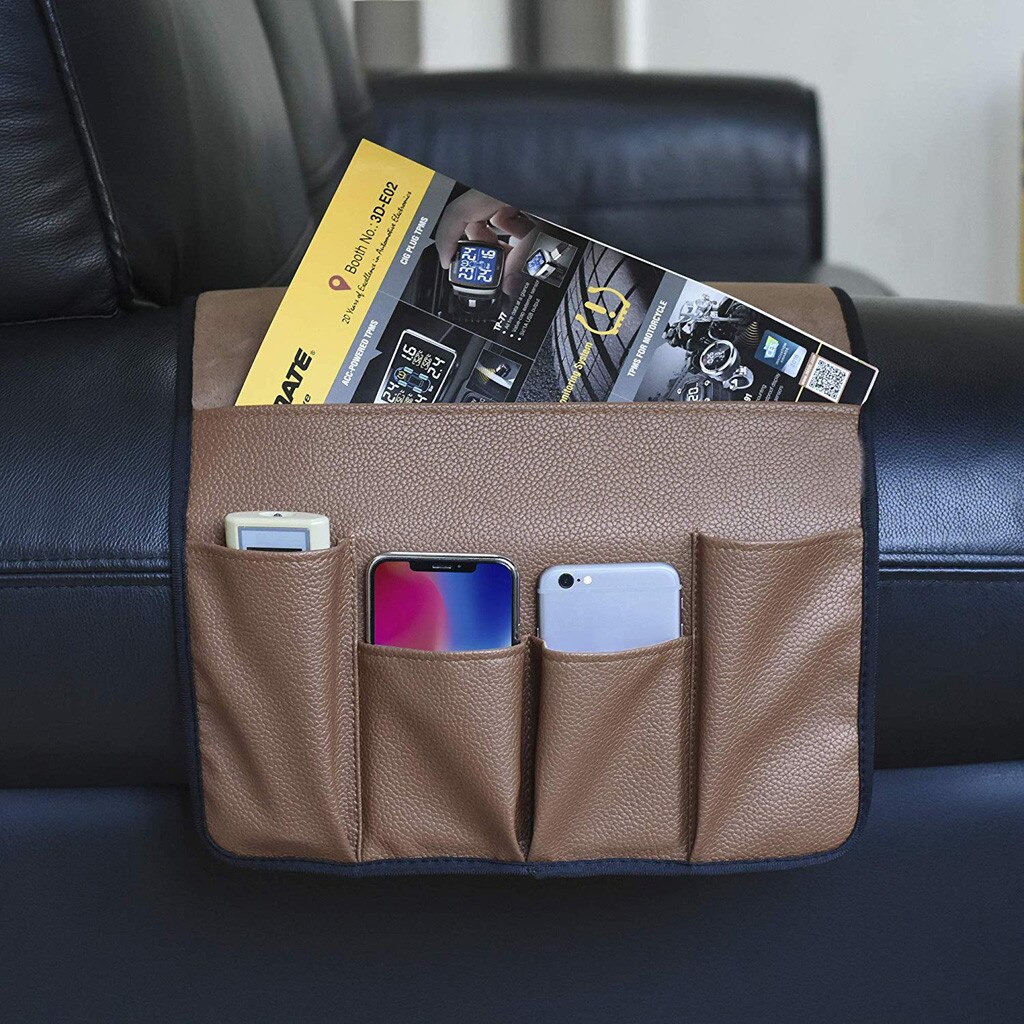 Anti-slip Sofa Couch Chair Recliner Armrest Soft Caddy Organizer Holder: Coffee
