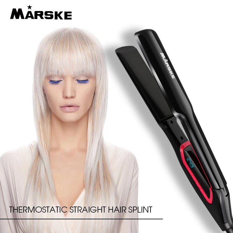 Plancha alisadora de pelo 2 en 1 para mujer, rizador electrónico , Mini turmalina, cerámica, pantalla LCD, plana, estilo de cabello: Negro