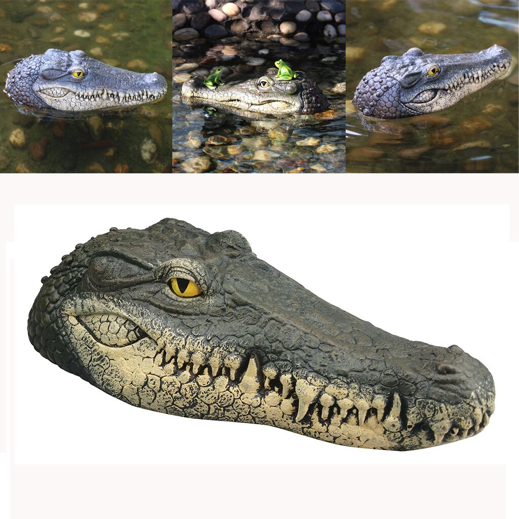 Schwimm Krokodil Kopf Wasser Köder Garten Teich Kunst Dekor für Gans Kontrolle Neue Wasser Simulation Krokodil Kopf M50 #