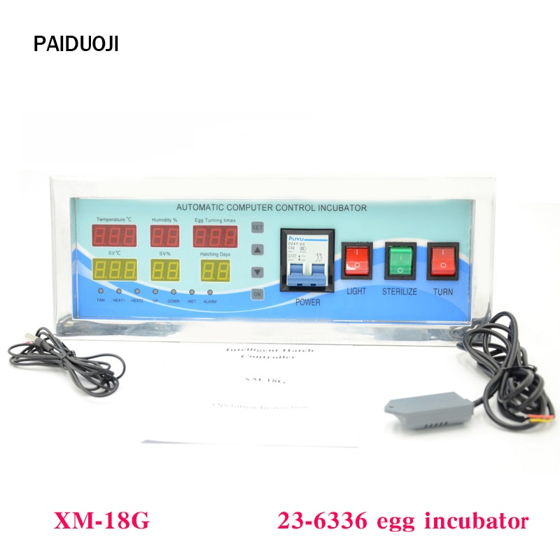 XM-18G Control de incubadora de una sola tecla termostato Hygrostat multifunción totalmente automático con Sensor de temperatura y humedad para huevos