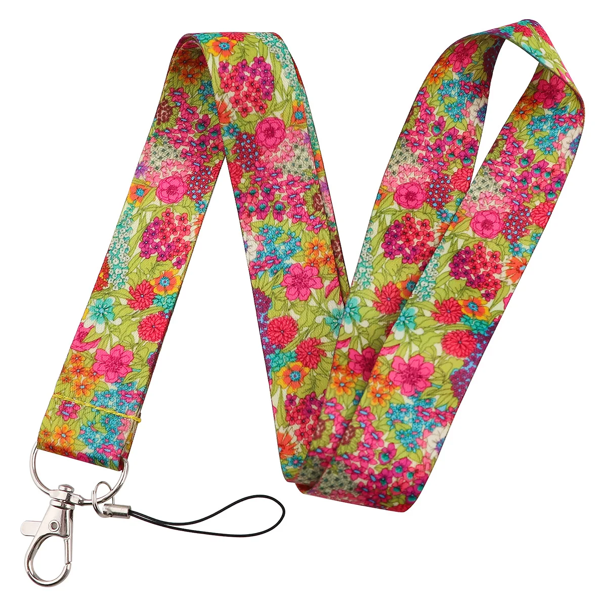 Beautiful Flowers Lanyards for Key Neck Strap For Card Badge Gym Keychain Key Holder DIY Hanging Rope Keycord Phone Accessories: Orange