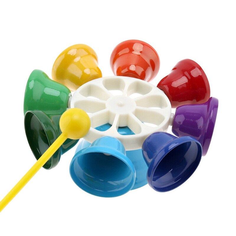 Farverig 8 note percussion klokke håndklokke musikalsk legetøj til børn børn baby tidlig uddannelse musikinstrument