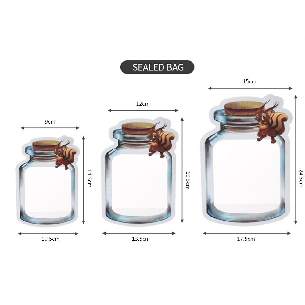 5PCs Reusable Mason Jar Bottles Bags Nuts Candy Cookies Snacks Bag Seal Fresh Food Storage Bag Snacks Zipper Kitchen Organizer