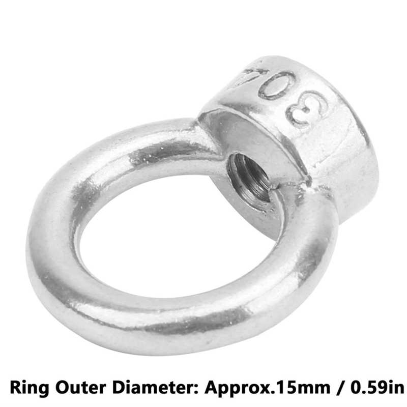 kit threaded inserts M6 Lifting Eye Bolts Nuts Stainless Steel Fastener Fittings for Cable Rope Supplies