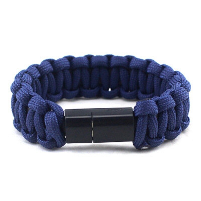 Braided Bracelet Popular Style for Android Type-c Phone Data Cable Simple and Temperament Accessories Top Grade: dark Blue / Type-C   23.7cm