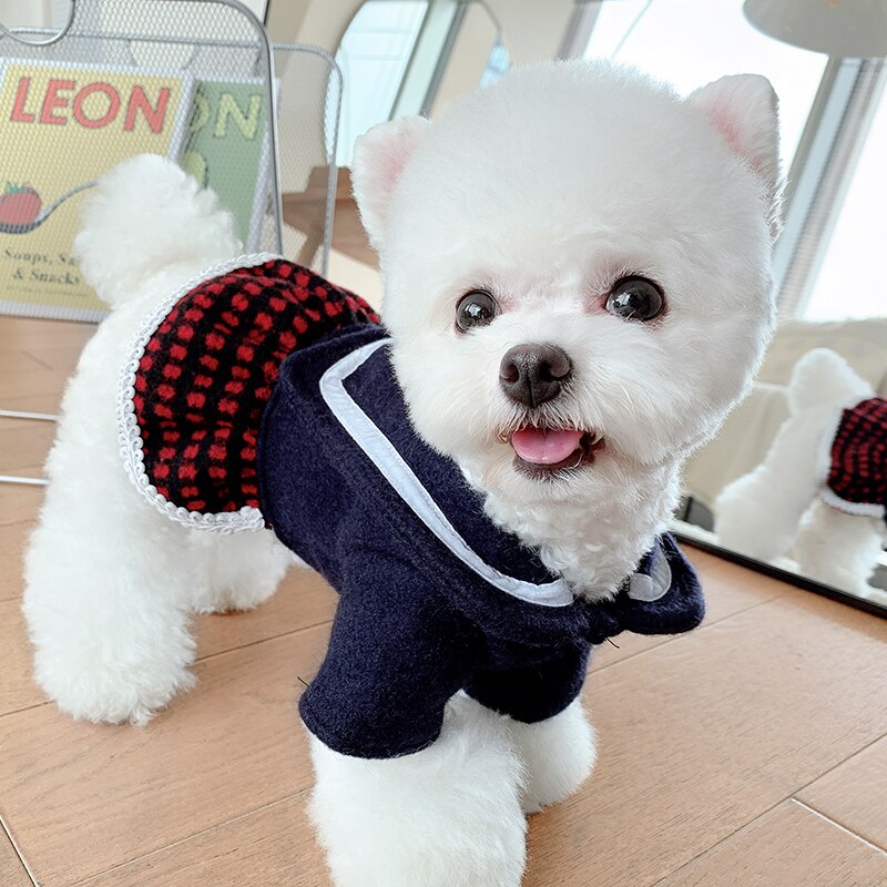 Lente College Stijl Hond Rokken Warme Jas Jassen Leuke Print Hond Kleding Overalls Kleine Puppy Hond Kleding Chihuahua