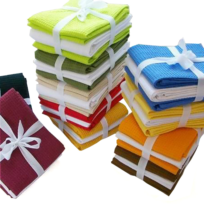 3 stk / sæt køkkenhåndklæder 38 x 63cm høje vaffelrengøringsduge bomuldstørret håndklæde køkkenopvaskklud
