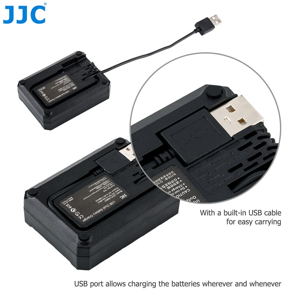 JJC USB Dual Battery Charger for Canon LP-E6 LP-E6N EOS R R5 R6 6D Mark II 5D Mark IV III II 70D 80D 6D 7D Replaces LC-E6 LC-E6E