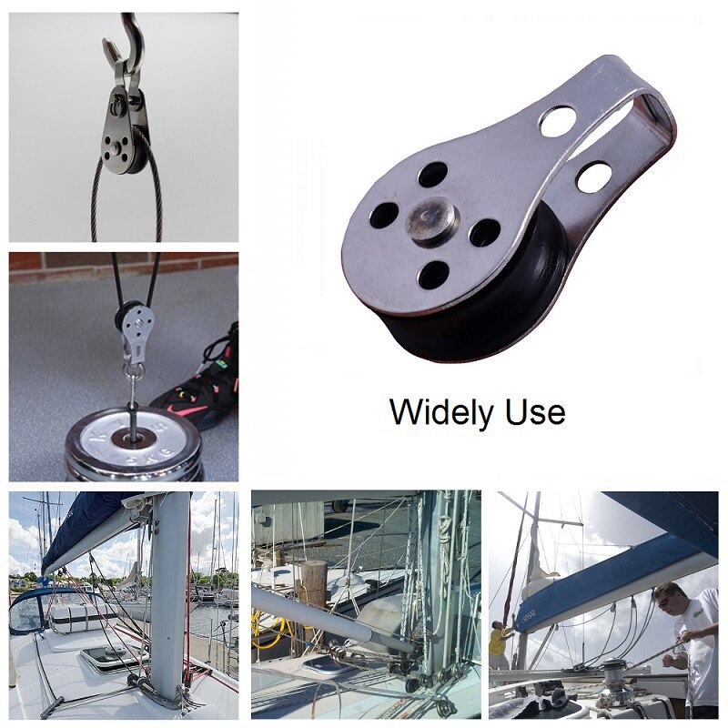 5 sztuk ze stali nierdzewnej stalowe koło linowe 25mm bloki liny sprzęt morski dla kajaka łódź kajakowa kotwica wózek zestaw