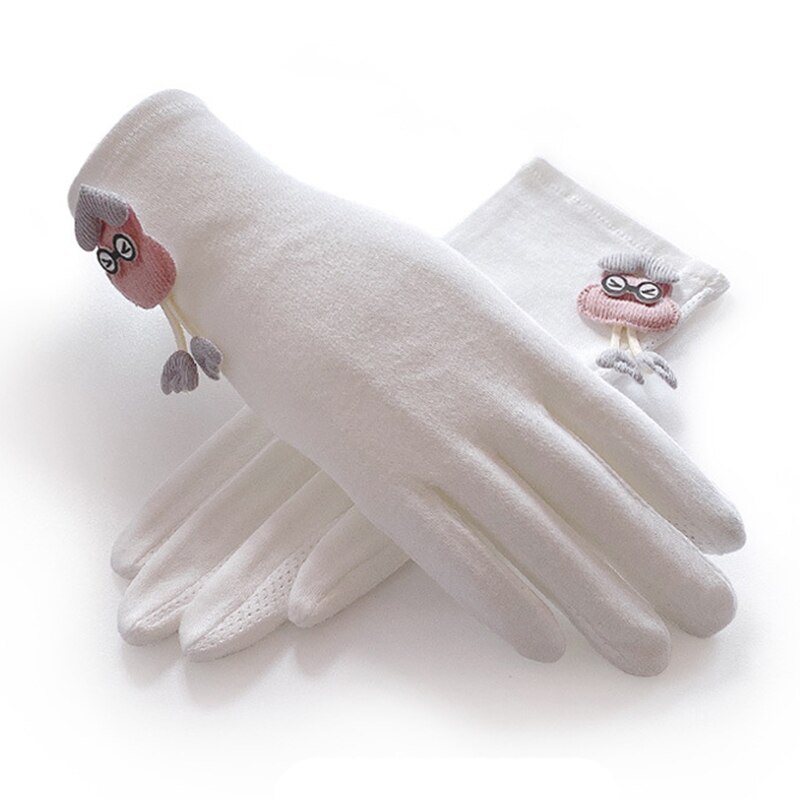 Gants de sport en coton élastique pour femme, motif dessin animé mignon, protection solaire, respirant, antidérapant, pour écran tactile UV, mitaine de conduite, R93