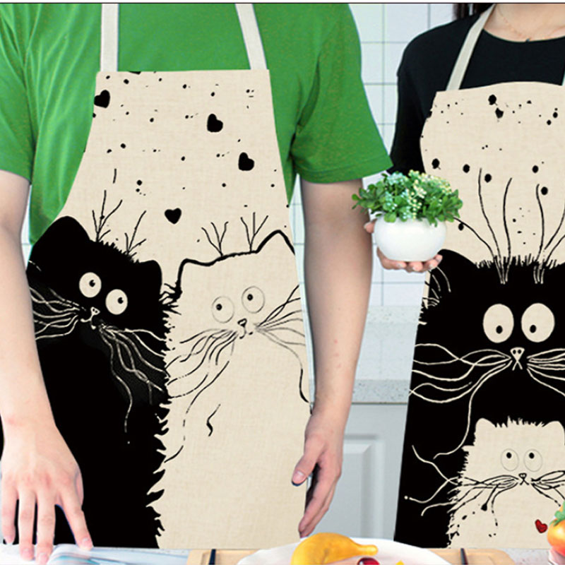Moderne minimalistische schattige cartoon katten patroon schort katoen en linnen materiaal is verfrissend en gemakkelijk te dragen