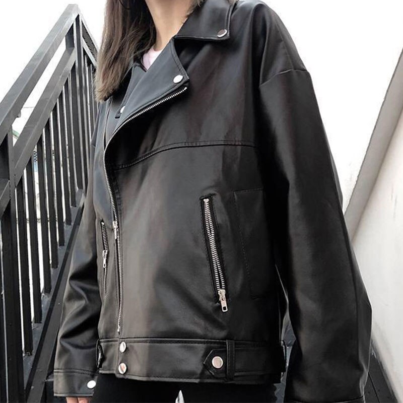 Oversized Coat Women Faux Leather Jacket Autumn Loose Biker Motorcycle Jackets Female Punk Streetwear Womens Jacket