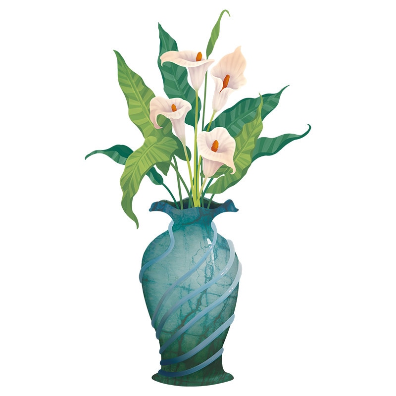 Diy wallstickers hjemmeinnredning calla lily potte blomsterpotte kjøkken vindu glass bad stue dekaler vanntett: Default Title