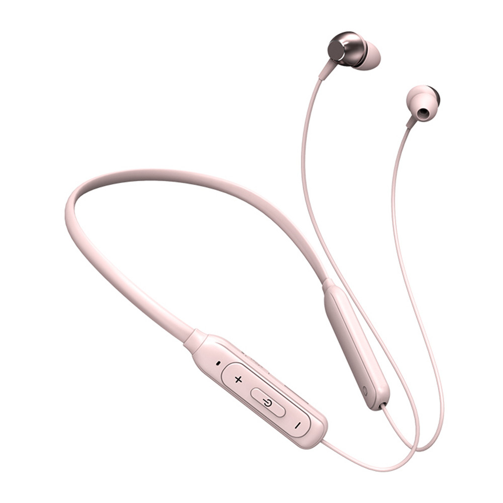 Magnetic Attraction Bluetooth Stereo Bass Earphone Handsfree Car Kit Support TF card Playing Wireless Music Receiver with MIC: Pink