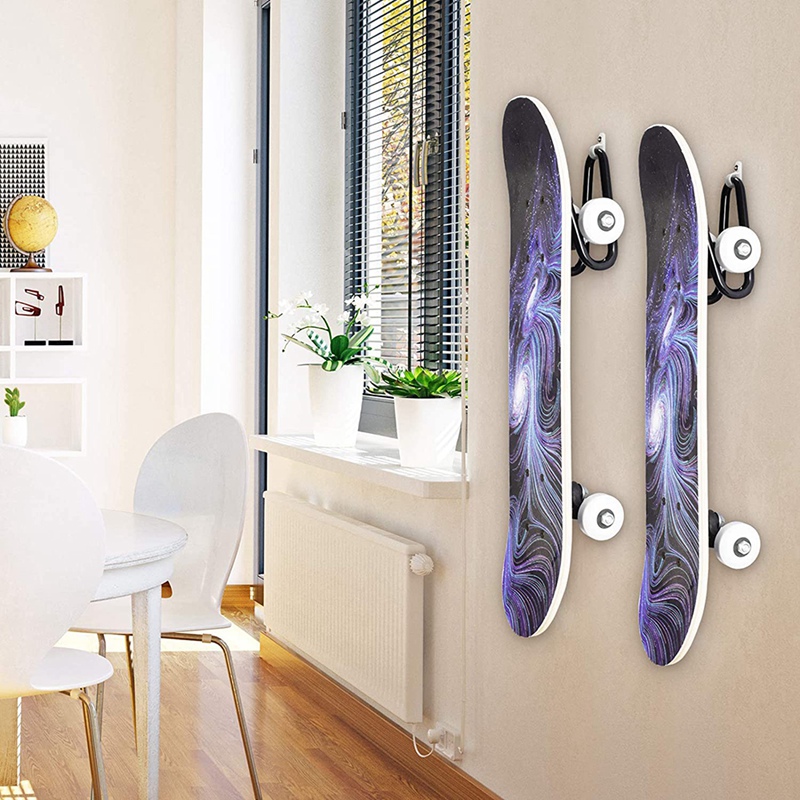 2- pak skateboard vægophæng krog stativ longboard holder ophæng vægmontering fleksibel ophæng til skateboards, longboards