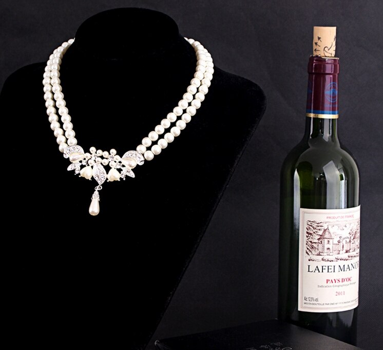 Parel Kettingen Earring Bridal Hanger Prachtige Party Show Pageant Ketting Voor Bruiloft EE9003