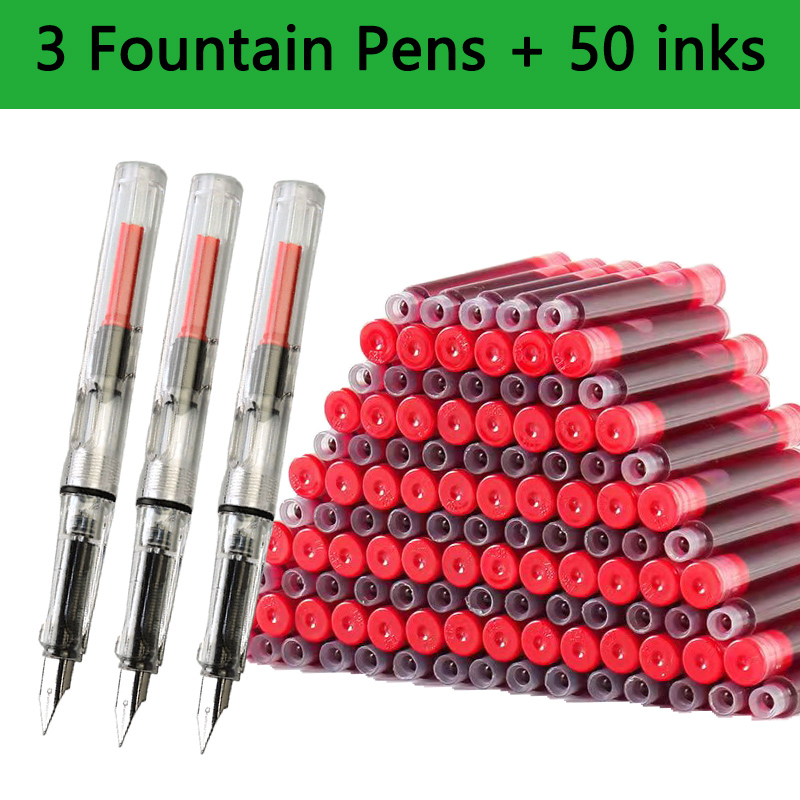 Juego de tinta reemplazable para pluma estilográfica, tinta negra/azul/roja EF, suministros escolares, papelería para escribir, caligrafía, 53 Uds.: Mezcla de color