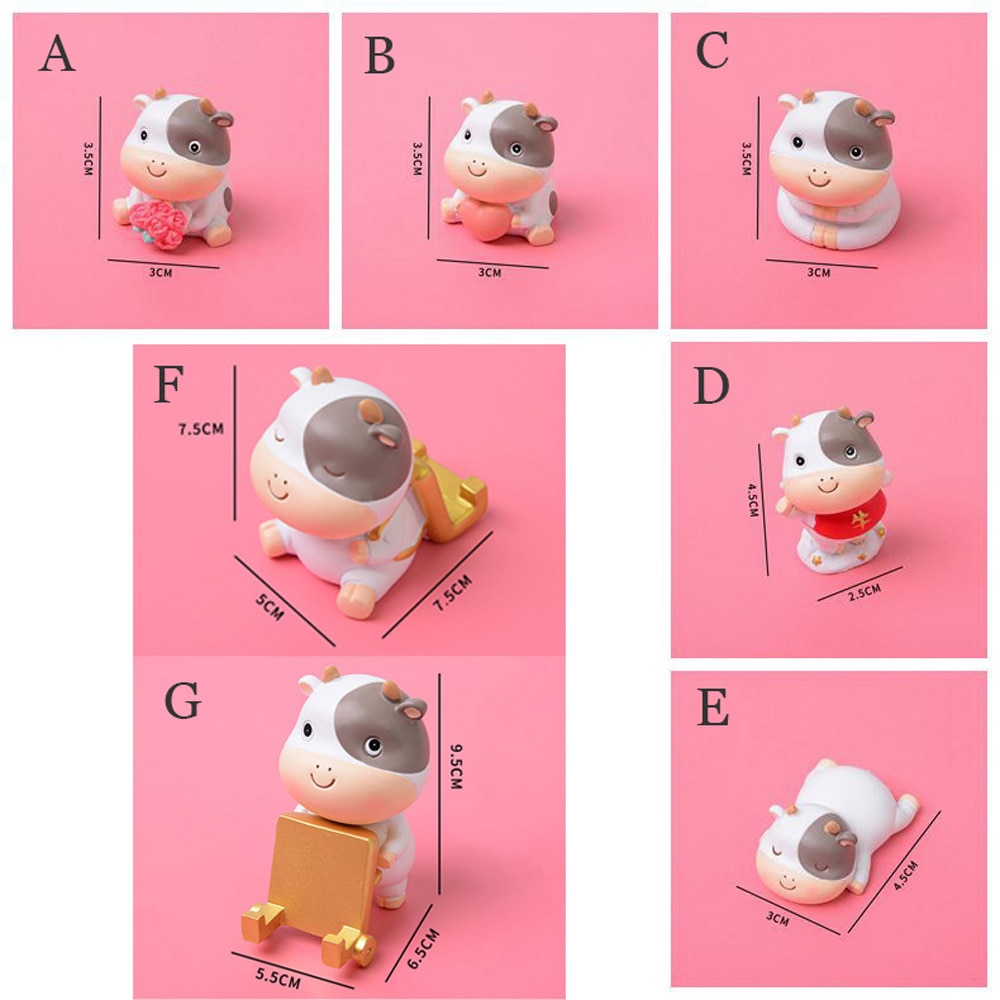 The Ox Year Figurines Cute Cartoon Doll Home Office Desk Resin Decoration Handmade DIY Craft For Childern