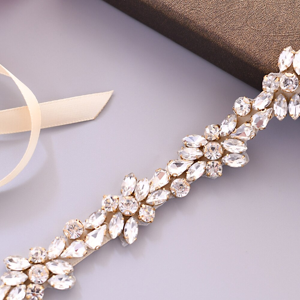TRiXY S437-G cinturones de diamantes de imitación dorados para mujer, cinturón de cinta nupcial, cinturón de cintura nupcial, joyería, cinturón decorativo, cinturón de faja para chica