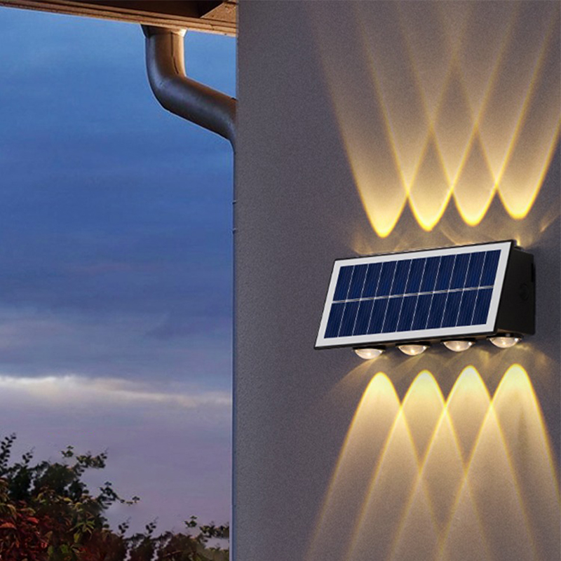 Led solcellevæglampe udendørs  ip65 vandtætte have dekorative væglamper rgb op- og nedbelysning udendørs led solcellelampe